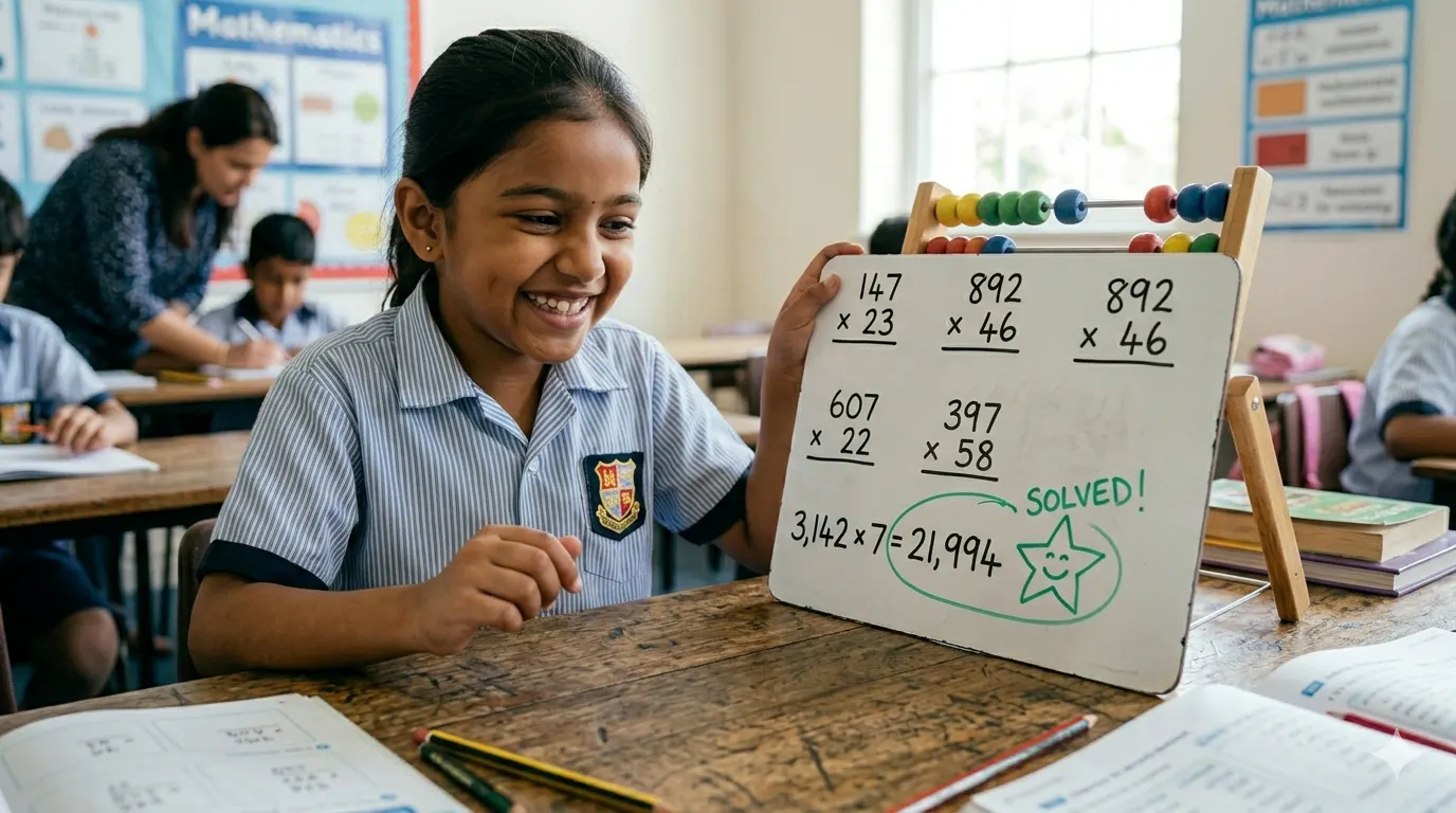Student demonstrating lightning-fast calculation speed using ancient Vedic Math techniques